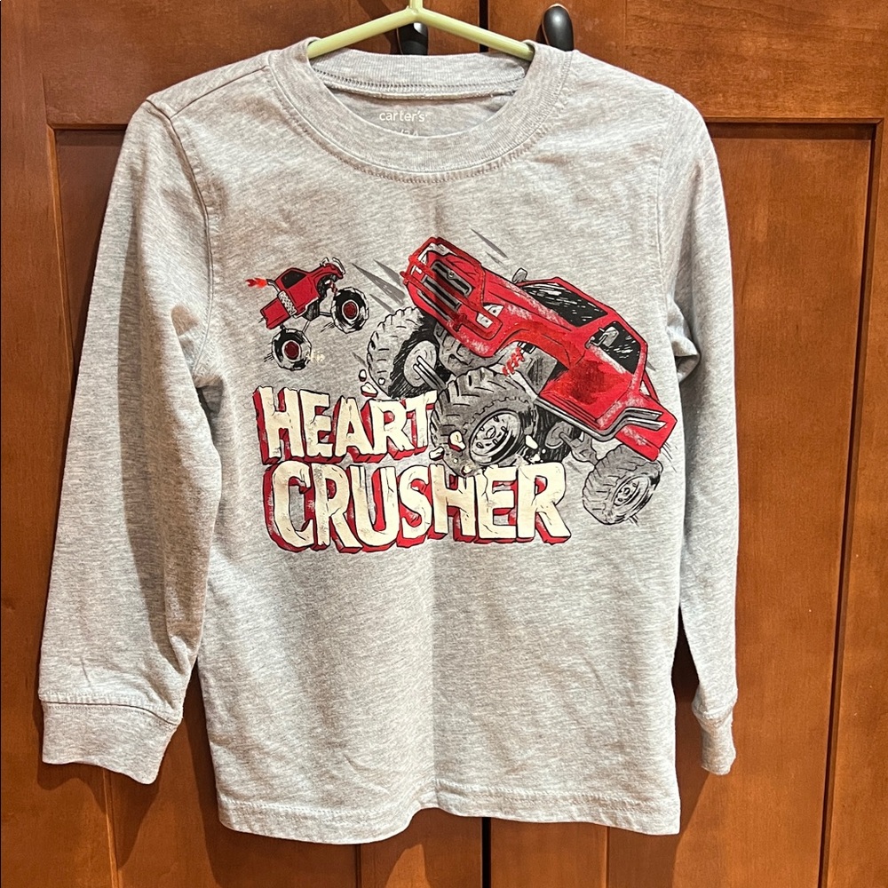 Carter's Gray Long Sleeve with Red Monster Truck